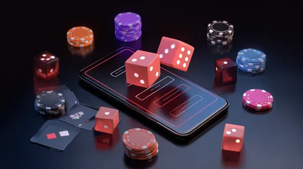 4777BETT Games — Explore our rich library of casino classics A woman smiling while playing online games on her laptop, surrounded by neon casino elements, showcasing 4777BETT’s diverse game collection.